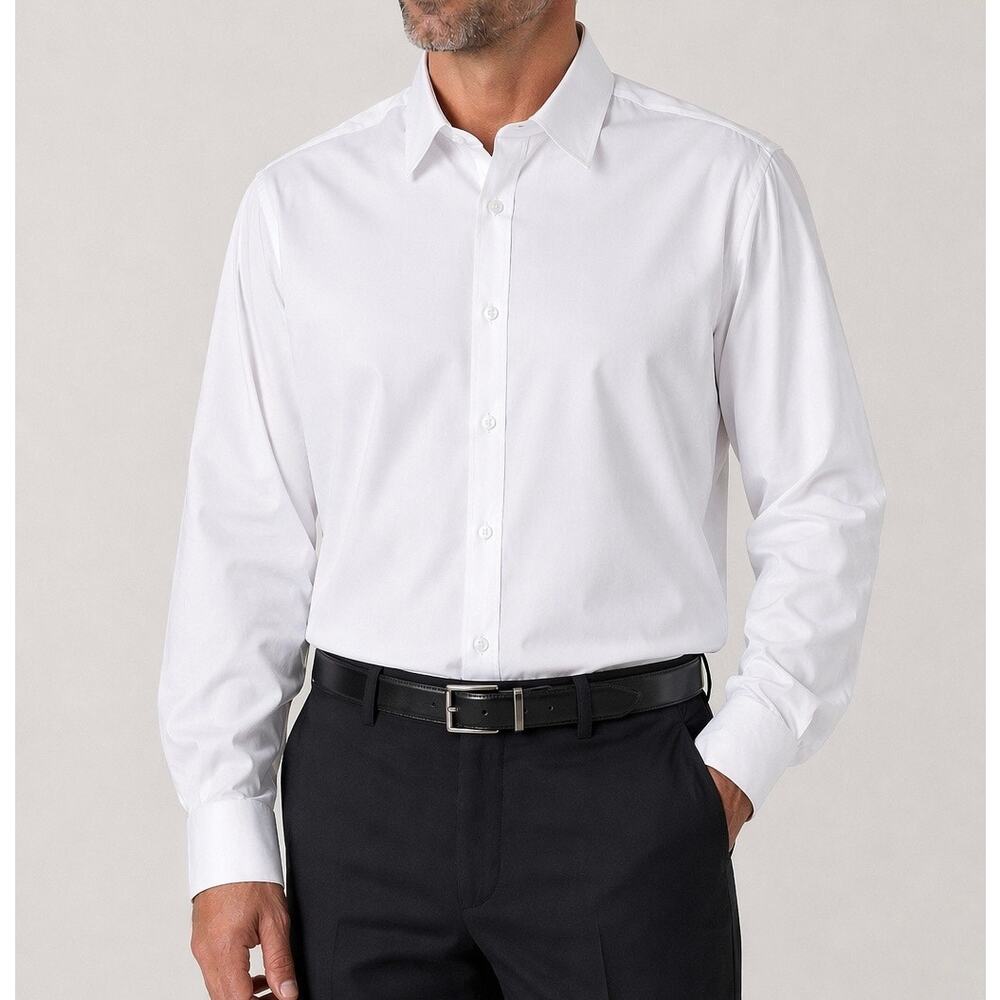 Flex Men’s Luxury Collection White Button Up Dress Shirt Classic Formal 2XL